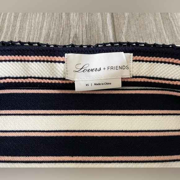 Lovers + Friends, Reformation Bodycon Pencil Striped Skirt,Navy & Pastel—XS••• - Picture 4 of 16